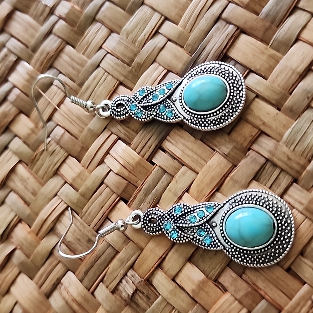 BOHEMIAN Blue Tribal Simulated Turquoise  Swirl Sparkle EP